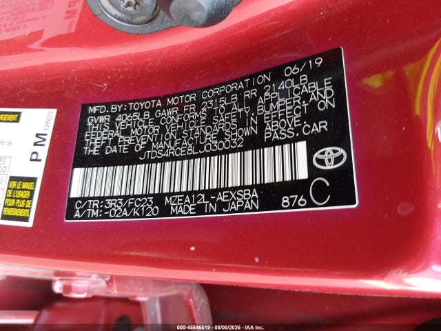JTDS4RCE8LJ030032 Toyota COROLLA SE