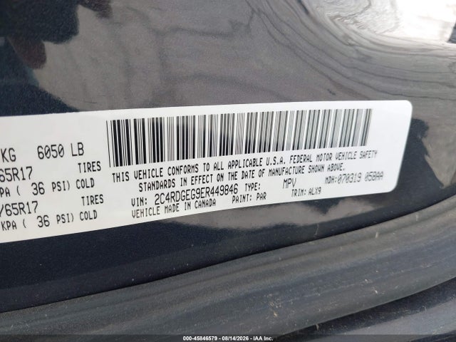 Продажа на аукционе авто 2014 Dodge Grand Caravan R/t, vin: 2C4RDGEG9ER449846, номер лота: 45846579