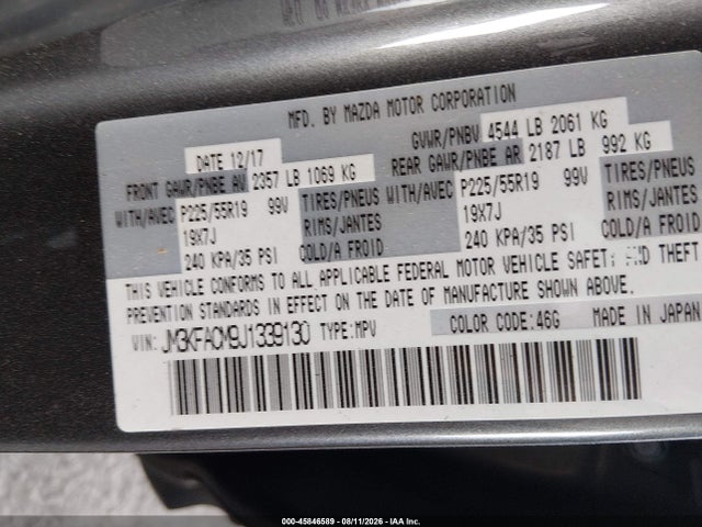 Mazda Cx-5 Touring 2018 JM3KFACM9J1339130 Image 9