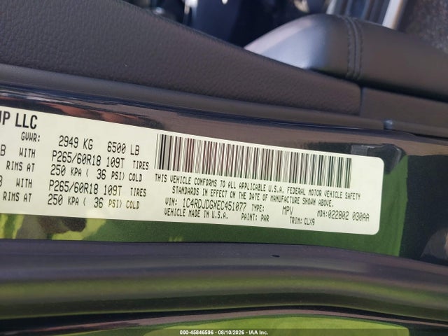 Aukcja sprzedaży 2014 Dodge Durango Limited, vin: 1C4RDJDGXEC451077, numer aukcji: 45846596