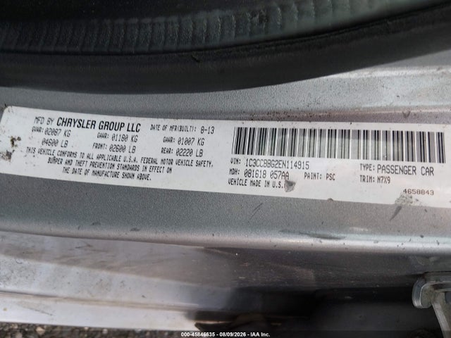 45846635 :رقم المزاد ، 1C3CCBBG2EN114915 vin ، 2014 Chrysler 200 Touring مزاد بيع