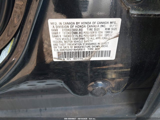 Aukcja sprzedaży 2011 Acura Mdx Advance Package, vin: 2HNYD2H71BH520012, numer aukcji: 45846637