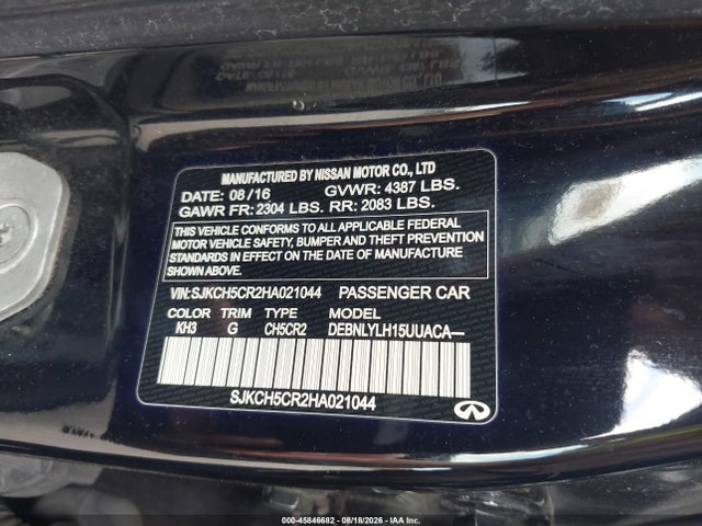 Продажа на аукционе авто 2017 Infiniti Qx30 Premium, vin: SJKCH5CR2HA021044, номер лота: 45846682