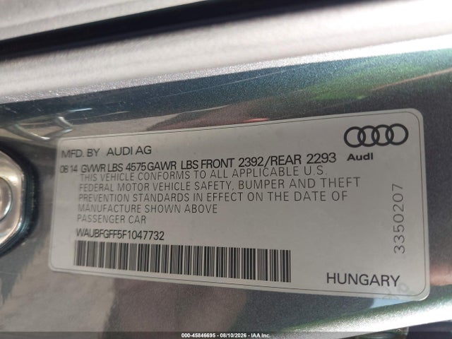 Продаж на аукціоні авто 2015 Audi A3 2.0t Premium, vin: WAUBFGFF5F1047732, номер лоту: 45846695