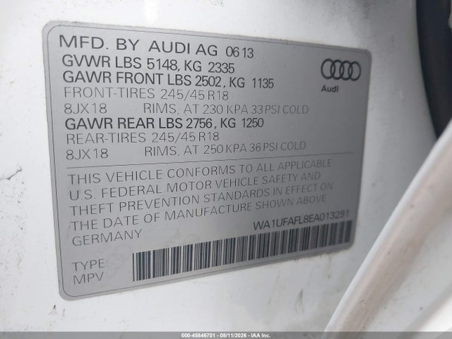 Продажа на аукционе авто 2014 Audi Allroad 2.0t Premium, vin: WA1UFAFL8EA013291, номер лота: 45846701