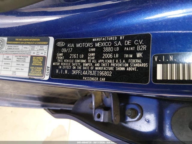 Aukcja sprzedaży 2018 Kia Forte Lx, vin: 3KPFL4A78JE196802, numer aukcji: 45846720