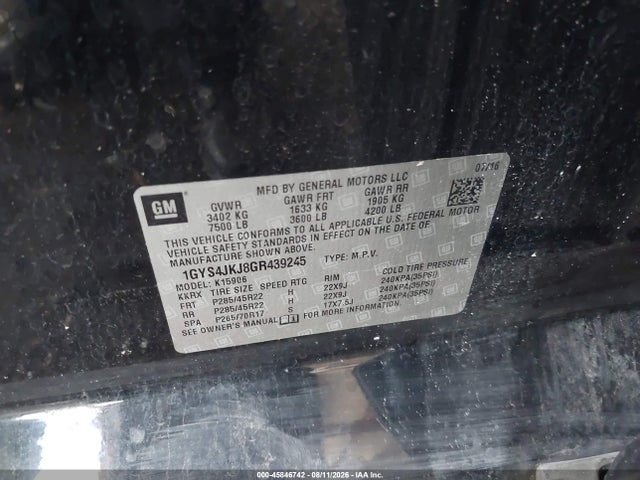 2016 Cadillac Escalade Esv Premium Collection მანქანა იყიდება აუქციონზე, vin: 1GYS4JKJ8GR439245, აუქციონის ნომერი: 45846742