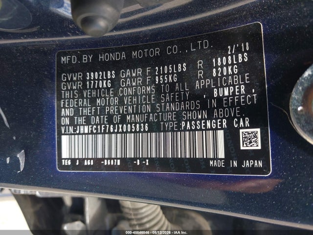 Honda Civic Ex-l 2018 JHMFC1F76JX005836 Image 9
