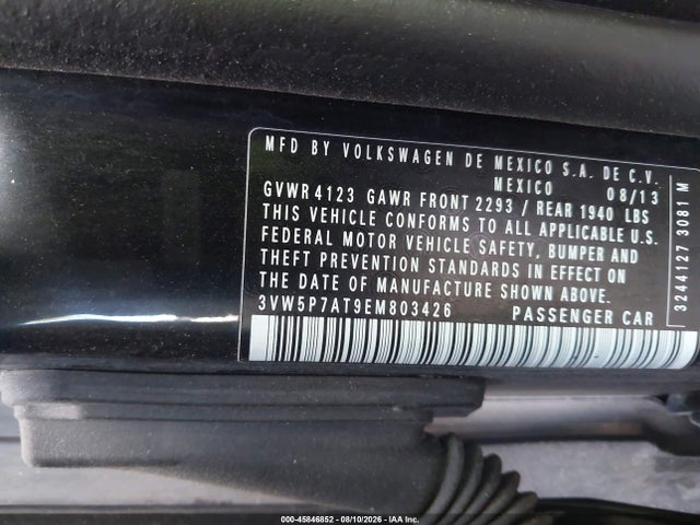 45846852 :رقم المزاد ، 3VW5P7AT9EM803426 vin ، 2014 Volkswagen Beetle 2.5l مزاد بيع