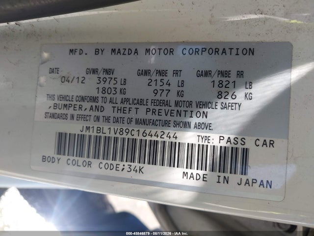 45846879 :رقم المزاد ، JM1BL1V89C1644244 vin ، 2012 Mazda Mazda3 I Touring مزاد بيع