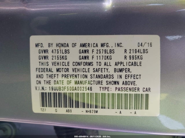 Продаж на аукціоні авто 2016 Acura Tlx V6 Tech, vin: 19UUB3F50GA002546, номер лоту: 45846914
