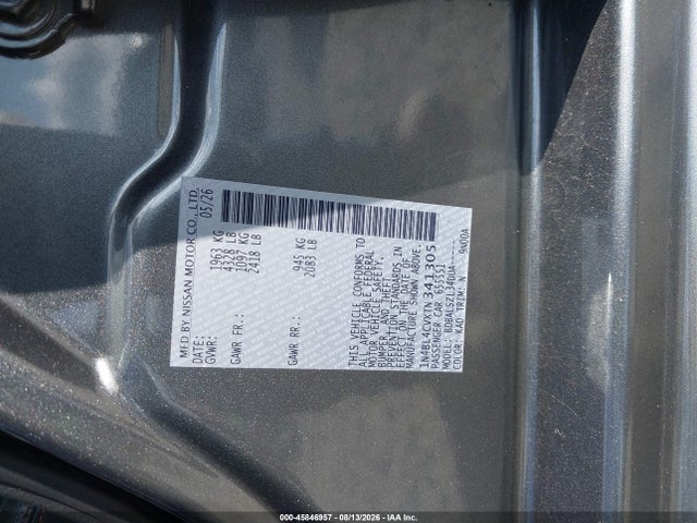 45846957 :رقم المزاد ، 1N4BL4CVXTN341305 vin ، 2026 Nissan Altima Sr Fwd مزاد بيع