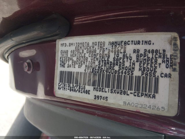 45847028 :رقم المزاد ، 4T1BG22K9VU054455 vin ، 1997 Toyota Camry Le مزاد بيع