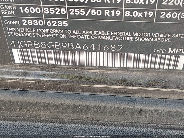 Продаж на аукціоні авто 2011 Mercedes-benz Ml 350 4matic, vin: 4JGBB8GB9BA641682, номер лоту: 45847034