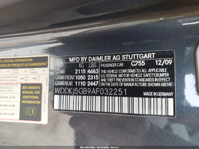 Продаж на аукціоні авто 2010 Mercedes-benz E 350, vin: WDDKJ5GB9AF032251, номер лоту: 45847068