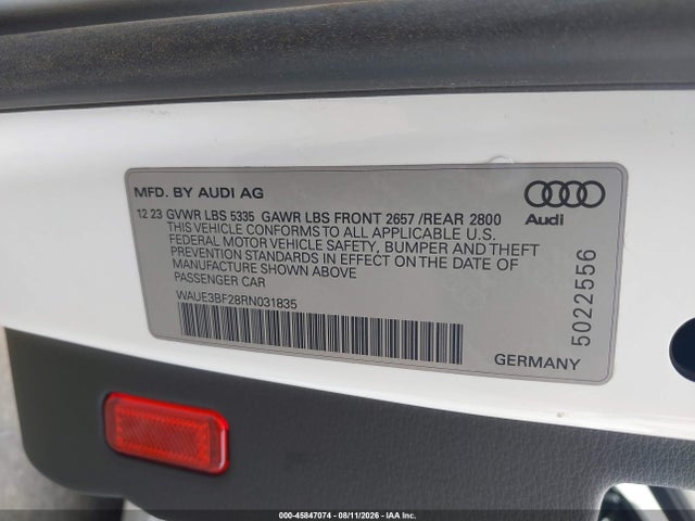 WAUE3BF28RN031835 Audi A6 Premium Plus 45 Tfsi Quattro S Tronic