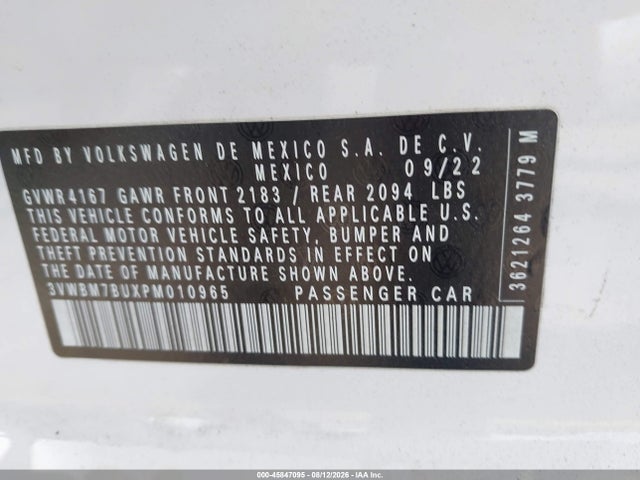 3VWBM7BUXPM010965 Volkswagen Jetta 1.5t Sport