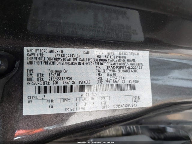 Ford FOCUS SE 2017 1FADP3FE7HL223122 Image 9