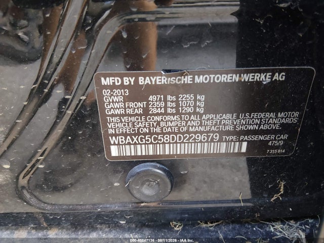 Aukcja sprzedaży 2013 Bmw 528i, vin: WBAXG5C58DD229679, numer aukcji: 45847136