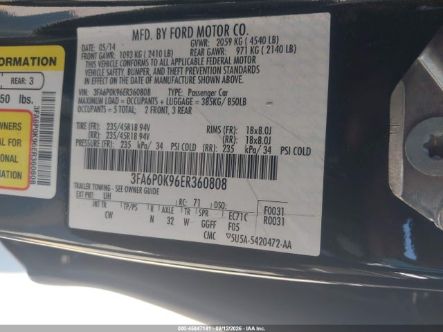 Ford Fusion Titanium 2014 3FA6P0K96ER360808 Image 9