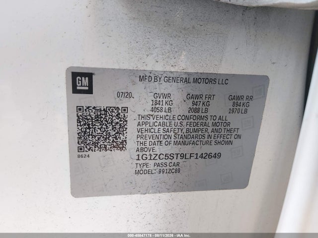 Продажа на аукционе авто 2020 Chevrolet Malibu Fwd 1fl, vin: 1G1ZC5ST9LF142649, номер лота: 45847178