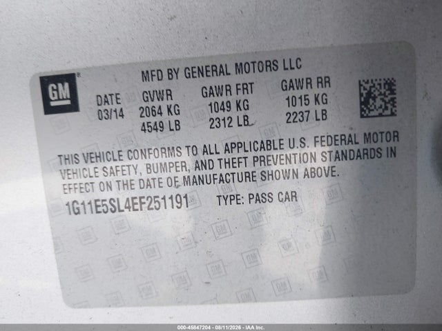Chevrolet MALIBU 2LT 2014 1G11E5SL4EF251191 Image 9