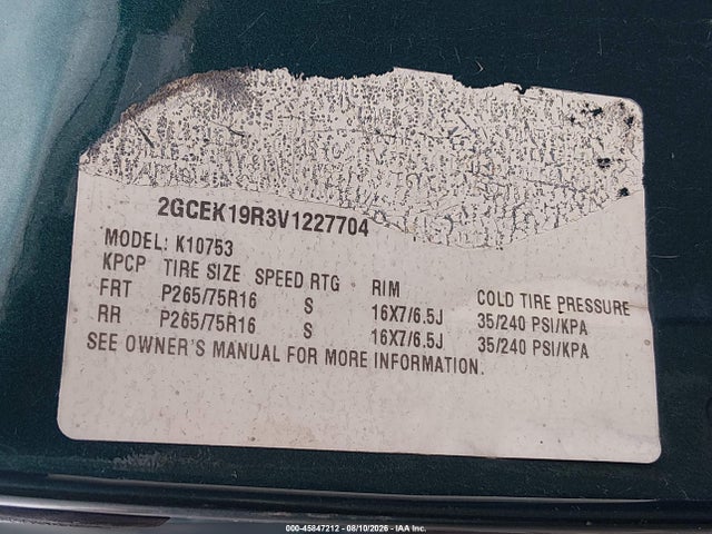 Продаж на аукціоні авто 1997 Chevrolet K1500 Fleetside, vin: 2GCEK19R3V1227704, номер лоту: 45847212