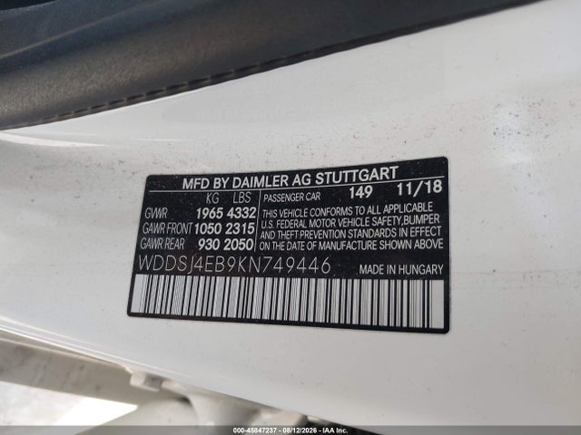 WDDSJ4EB9KN749446 Mercedes-Benz CLA 250
