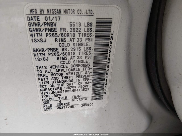 Infiniti QX70 2017 JN8CS1MW8HM413529 Image 9