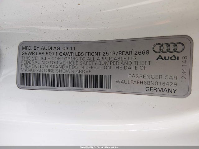 Продажа на аукционе авто 2011 Audi A5 2.0t Premium, vin: WAULFAFH6BN016429, номер лота: 45847287