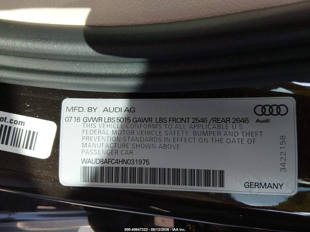 WAUD8AFC4HN031975 Audi A6 2.0t Premium