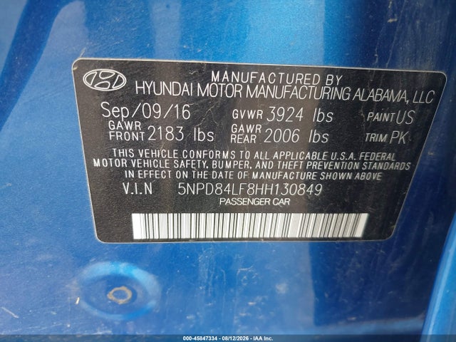 Продажа на аукционе авто 2017 Hyundai Elantra Se, vin: 5NPD84LF8HH130849, номер лота: 45847334