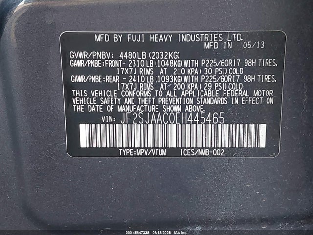 Subaru Forester 2.5i 2014 JF2SJAAC0EH445465 Image 9