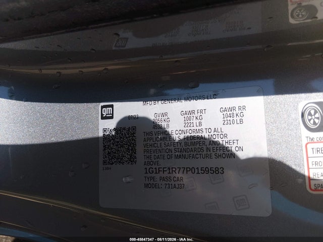 2023 Chevrolet Camaro მანქანა იყიდება აუქციონზე, vin: 1G1FF1R77P0159583, აუქციონის ნომერი: 45847347