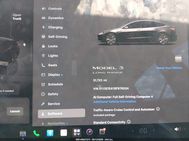 45847373 :رقم المزاد ، 5YJ3E1EA1SF976024 vin ، 2025 Tesla Model 3 Long Range Rear-wheel Drive/standard Rear-wheel Drive مزاد بيع