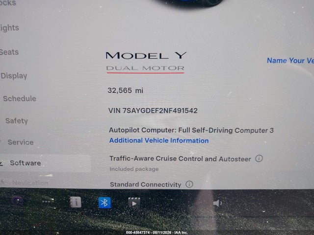 7SAYGDEF2NF491542 Tesla Model Y Performance Dual Motor All-wheel Drive