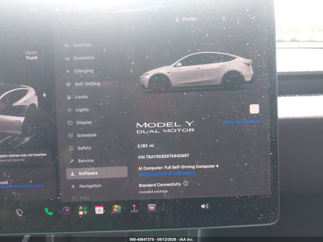 45847375 :رقم المزاد ، 7SAYGDEE9TA640997 vin ، 2026 Tesla Model Y All-wheel Drive/long Range Launch Series/premium All-wheel Drive مزاد بيع