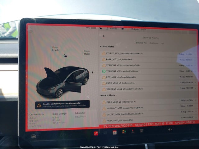 45847383 :رقم المزاد ، 5YJ3E1EA9JF023916 vin ، 2018 Tesla Model 3 Long Range/mid Range مزاد بيع
