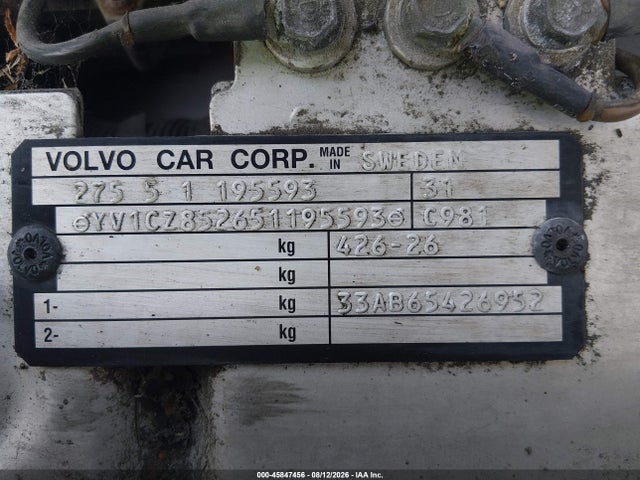 Aukcja sprzedaży 2005 Volvo Xc90 T6, vin: YV1CZ852651195593, numer aukcji: 45847456