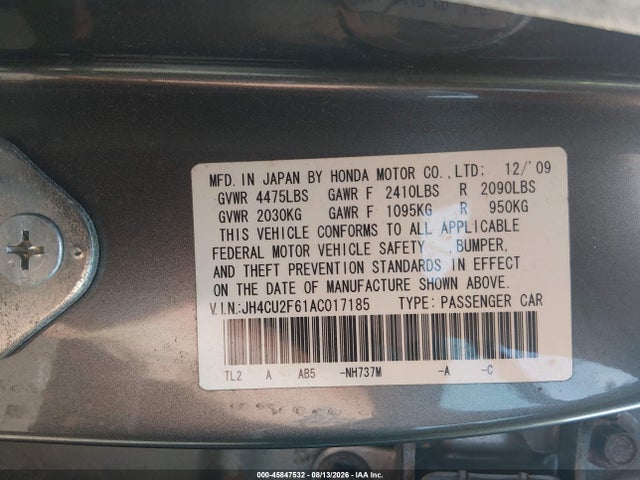 Aukcja sprzedaży 2010 Acura Tsx 2.4, vin: JH4CU2F61AC017185, numer aukcji: 45847532