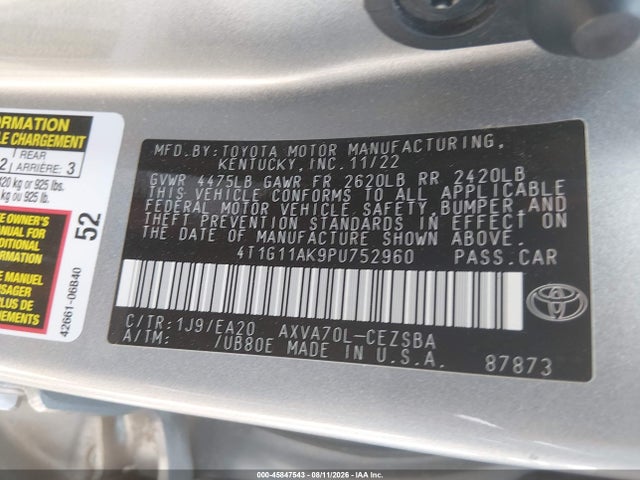 Toyota CAMRY SE 2023 4T1G11AK9PU752960 Image 9