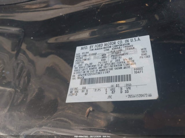 Продаж на аукціоні авто 2004 Mazda B2300, vin: 4F4YR12D24TM11197, номер лоту: 45847583