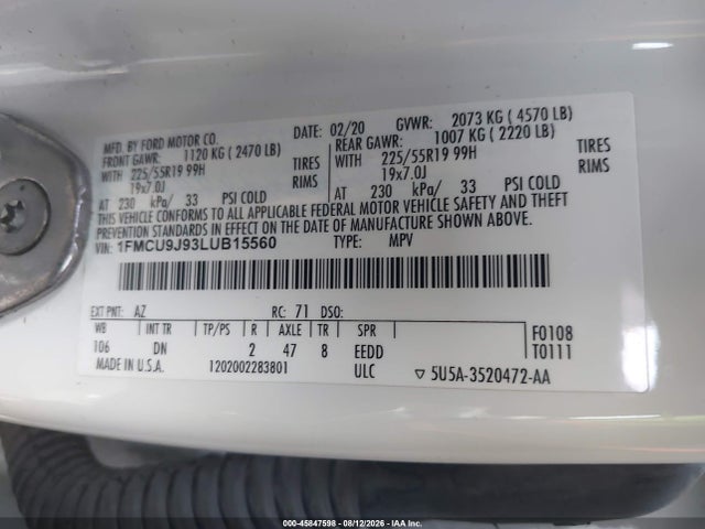 Ford Escape Titanium 2020 1FMCU9J93LUB15560 Image 9