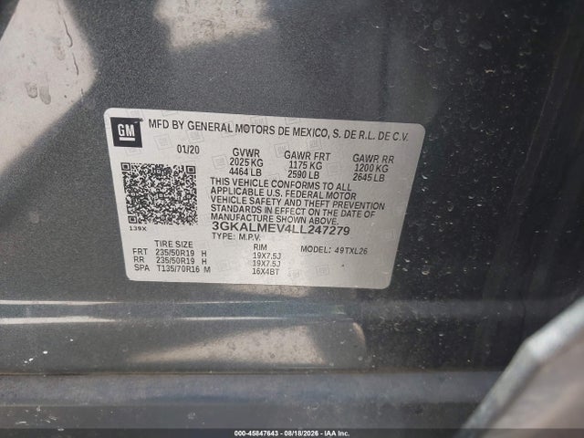 3GKALMEV4LL247279 GMC Terrain Fwd Sle