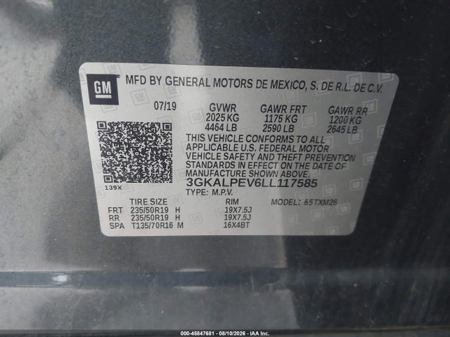 Продажа на аукционе авто 2020 Gmc Terrain Fwd Slt, vin: 3GKALPEV6LL117585, номер лота: 45847681
