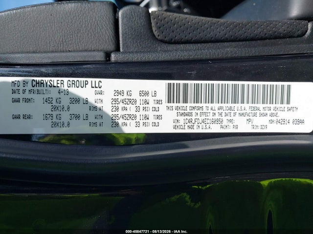 Продажа на аукционе авто 2014 Jeep Grand Cherokee Srt8, vin: 1C4RJFDJ4EC160950, номер лота: 45847721