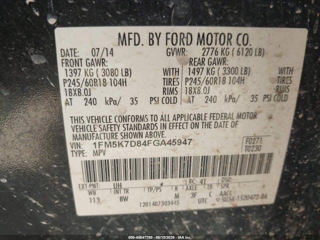 Aukcja sprzedaży 2015 Ford Explorer Xlt, vin: 1FM5K7D84FGA45947, numer aukcji: 45847760