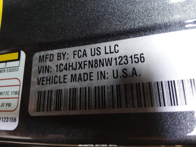 Aukcja sprzedaży 2022 Jeep Wrangler Unlimited Rubicon 4x4, vin: 1C4HJXFN8NW123156, numer aukcji: 45847765