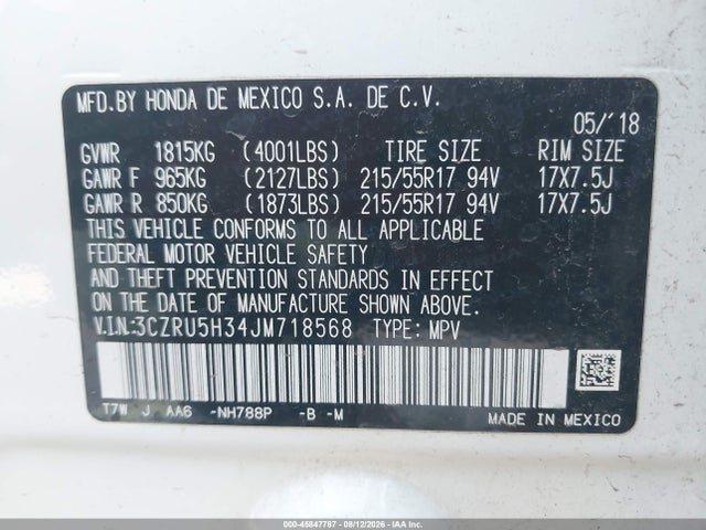 Honda HR-V LX 2018 3CZRU5H34JM718568 Image 9
