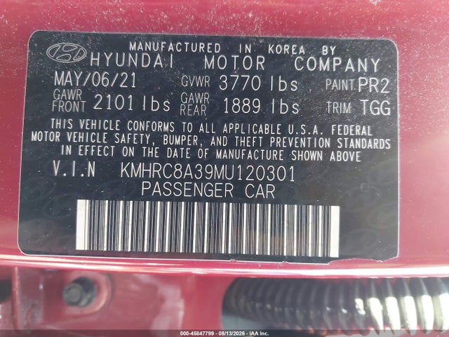 KMHRC8A39MU120301 Hyundai Venue Sel
